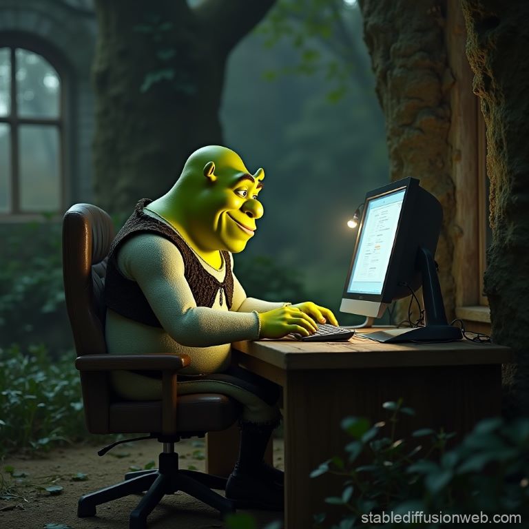 Shrek in his swamp