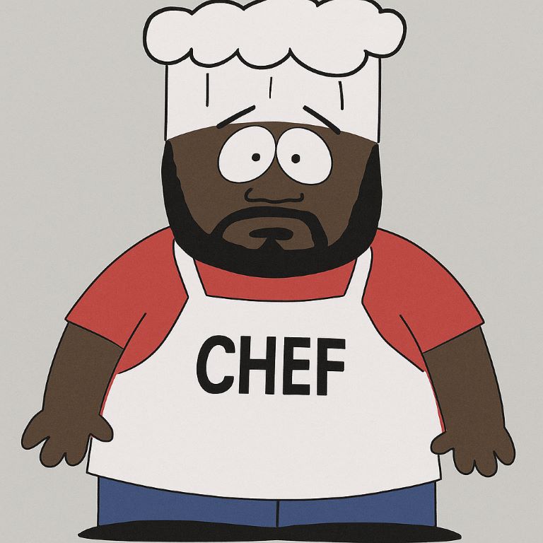 Classic Chef Chef in classic South Park animation style